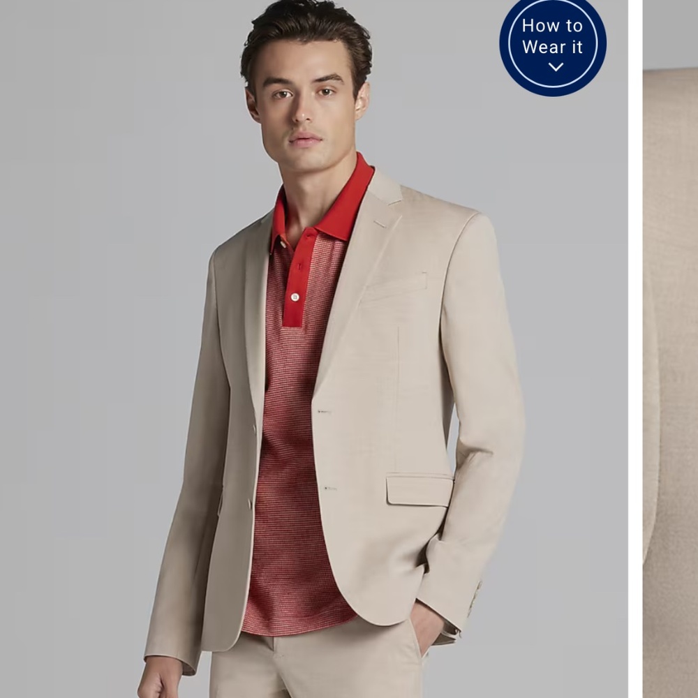 30x30 Egara Skinny Fit Men's Suit Jacket & Pants SET | Tan Solid